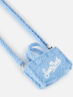 Hellblauer Schlüsselhalter aus Frottee mit Prägung