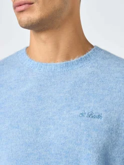 Hellblauer Stretchpullover mit Rundhalsausschnitt für Herren Regent