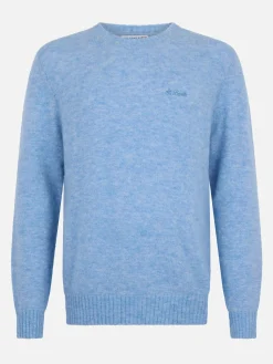 Hellblauer Stretchpullover mit Rundhalsausschnitt für Herren Regent