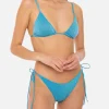 Hellblauer Triangel-Bikini aus Lurex