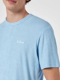 Hellblaues Frottee-T-Shirt Gary für Herren mit St. Barth-Stickerei