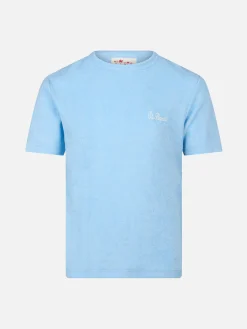 Hellblaues Frottee-T-Shirt Gary für Jungen mit St. Barth-Stickerei