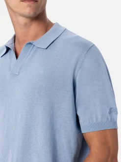 Hellblaues Herren-Strickpoloshirt Sloan