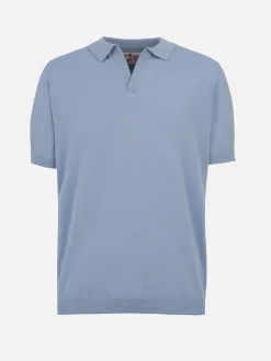 Hellblaues Herren-Strickpoloshirt Sloan