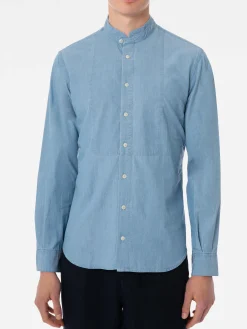 Hellblaues Jeans-Leinenhemd für Herren