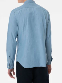 Hellblaues Jeans-Leinenhemd für Herren