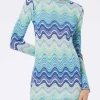 Hellblaues kurzes Damenkleid aus Raschelstrick Imany