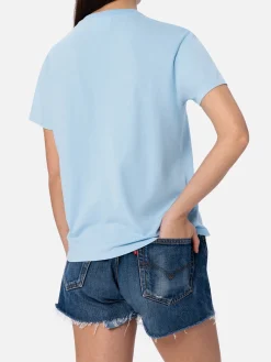 Hellblaues Rundhals-T-Shirt Emilie aus Baumwolljersey für Damen