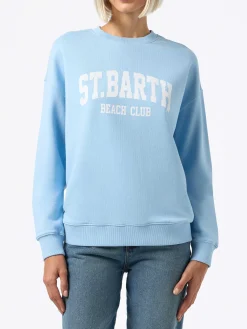 Hellblaues Stardust-Sweatshirt mit „St Barth Beach Club“-Aufdruck