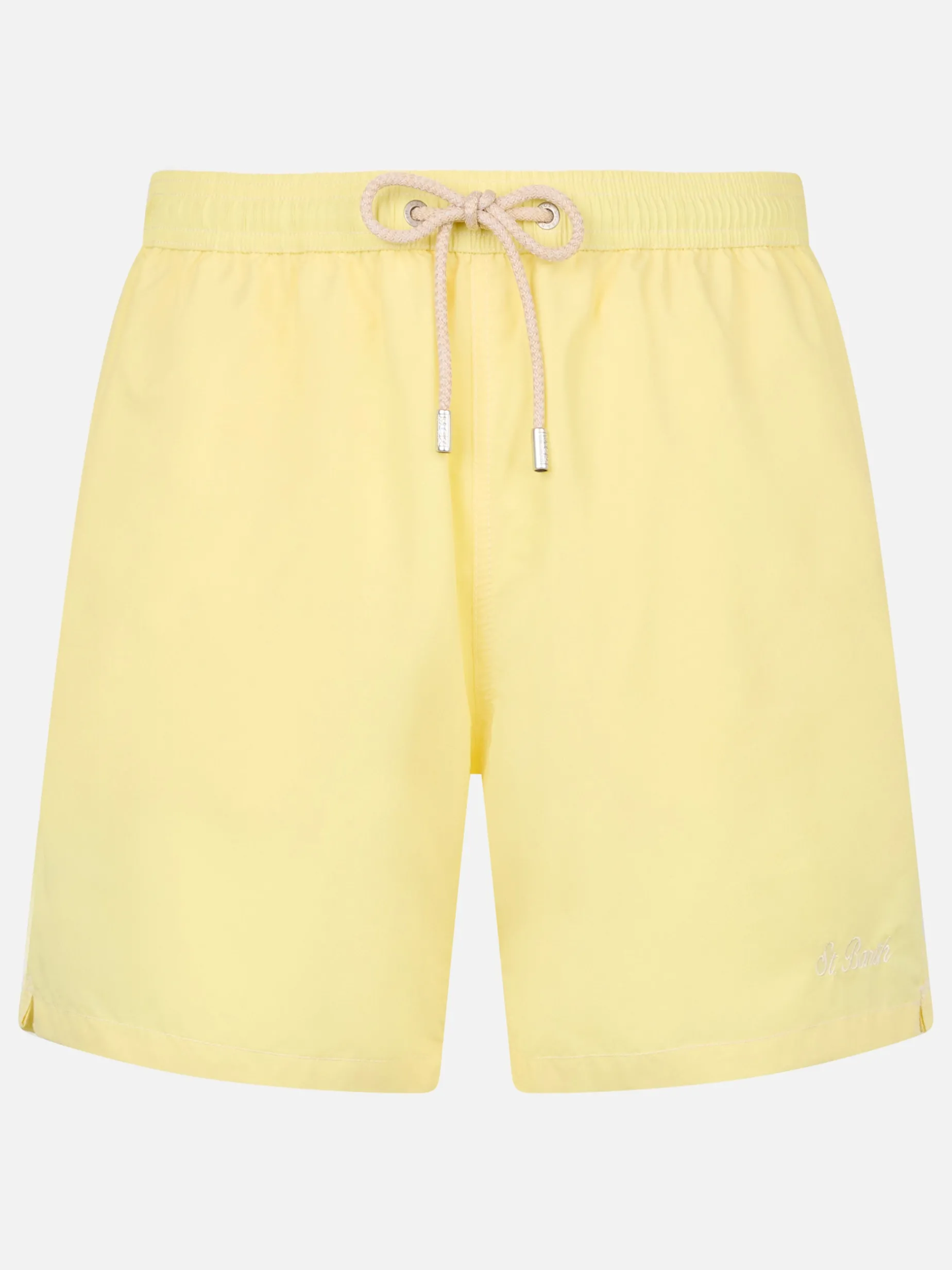 Hellgelbe mittellange Herren-Badeshorts Patmos