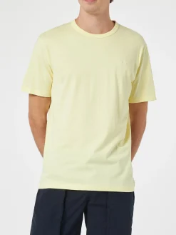 Hellgelbes Herren-T-Shirt aus Baumwolljersey „Dover“ mit St. Barth-Stickerei