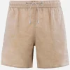 Herren Badeshorts aus beigem Leinen