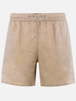 Herren Badeshorts aus beigem Leinen