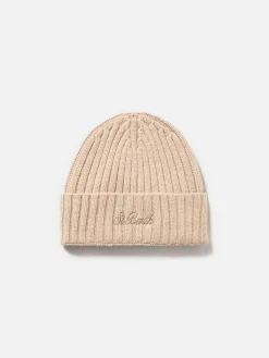 Herren beige gerippte Kaschmirmütze Wengen