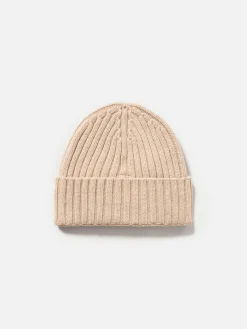 Herren beige gerippte Kaschmirmütze Wengen