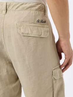 Herren beige Leinen-Bermudashorts Rodi