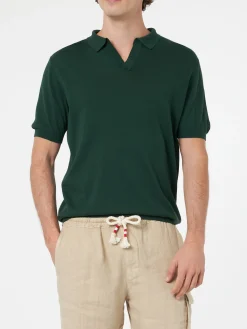 Herren britisches grünes Strickpoloshirt Sloan