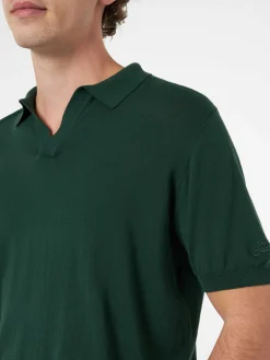 Herren britisches grünes Strickpoloshirt Sloan