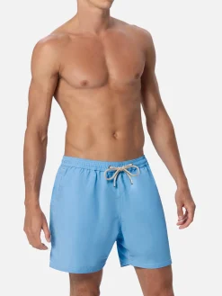 Herren himmelblaue mittellange Badeshorts Patmos
