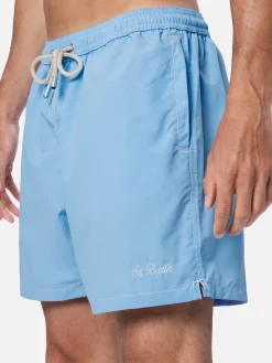 Herren himmelblaue mittellange Badeshorts Patmos