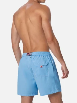 Herren himmelblaue mittellange Badeshorts Patmos