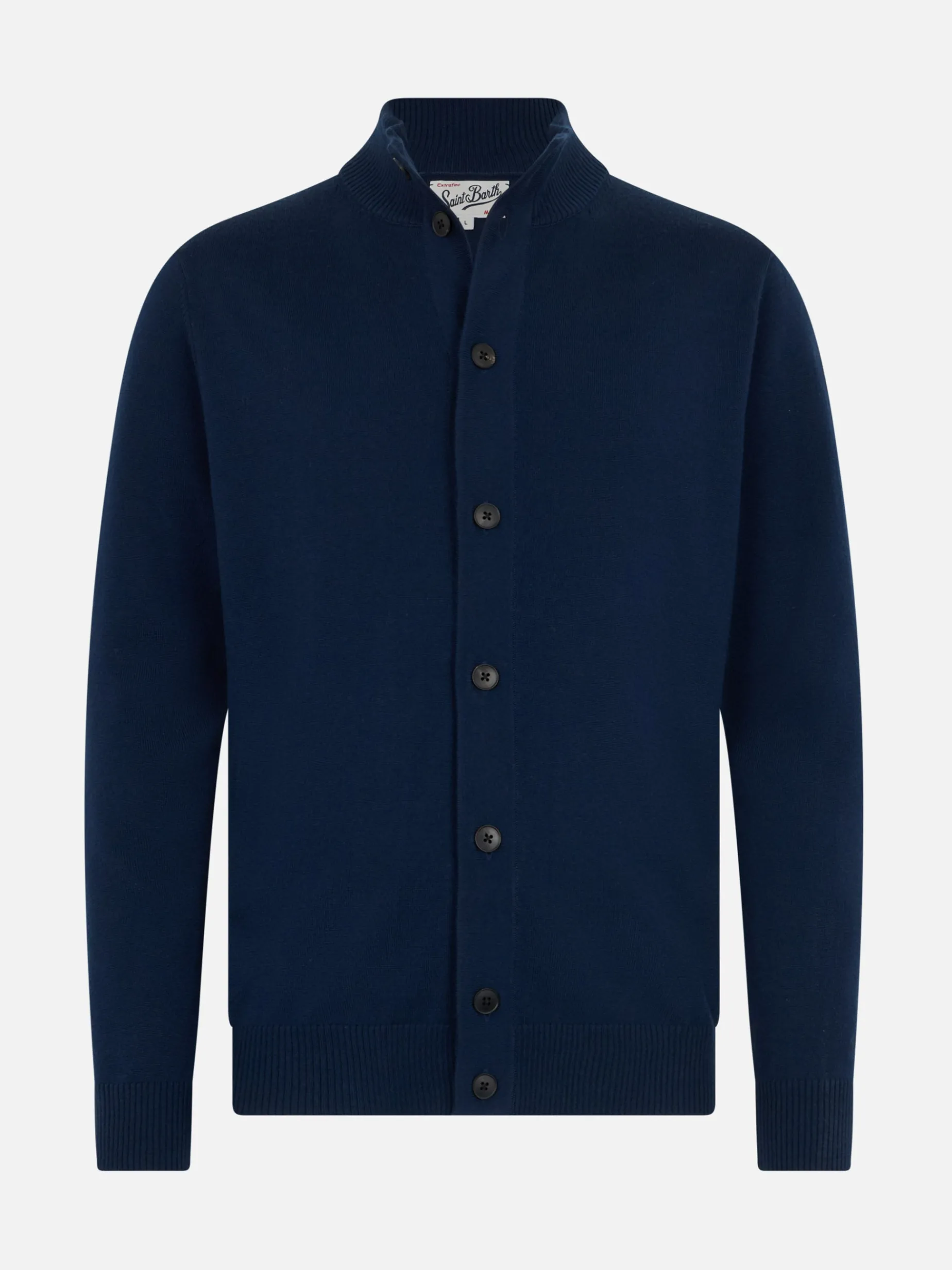 Herren Marineblau Cardigan Savile aus Merinowolle