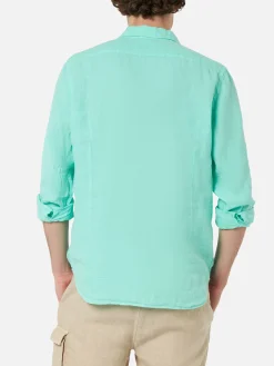 Herren mintgrünes Leinenhemd Pamplona