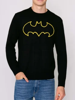 Herren schwarzer Pullover mit Batman-Logo | Warner Bros. Sonderausgabe
