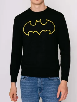 Herren schwarzer Pullover mit Batman-Logo | Warner Bros. Sonderausgabe