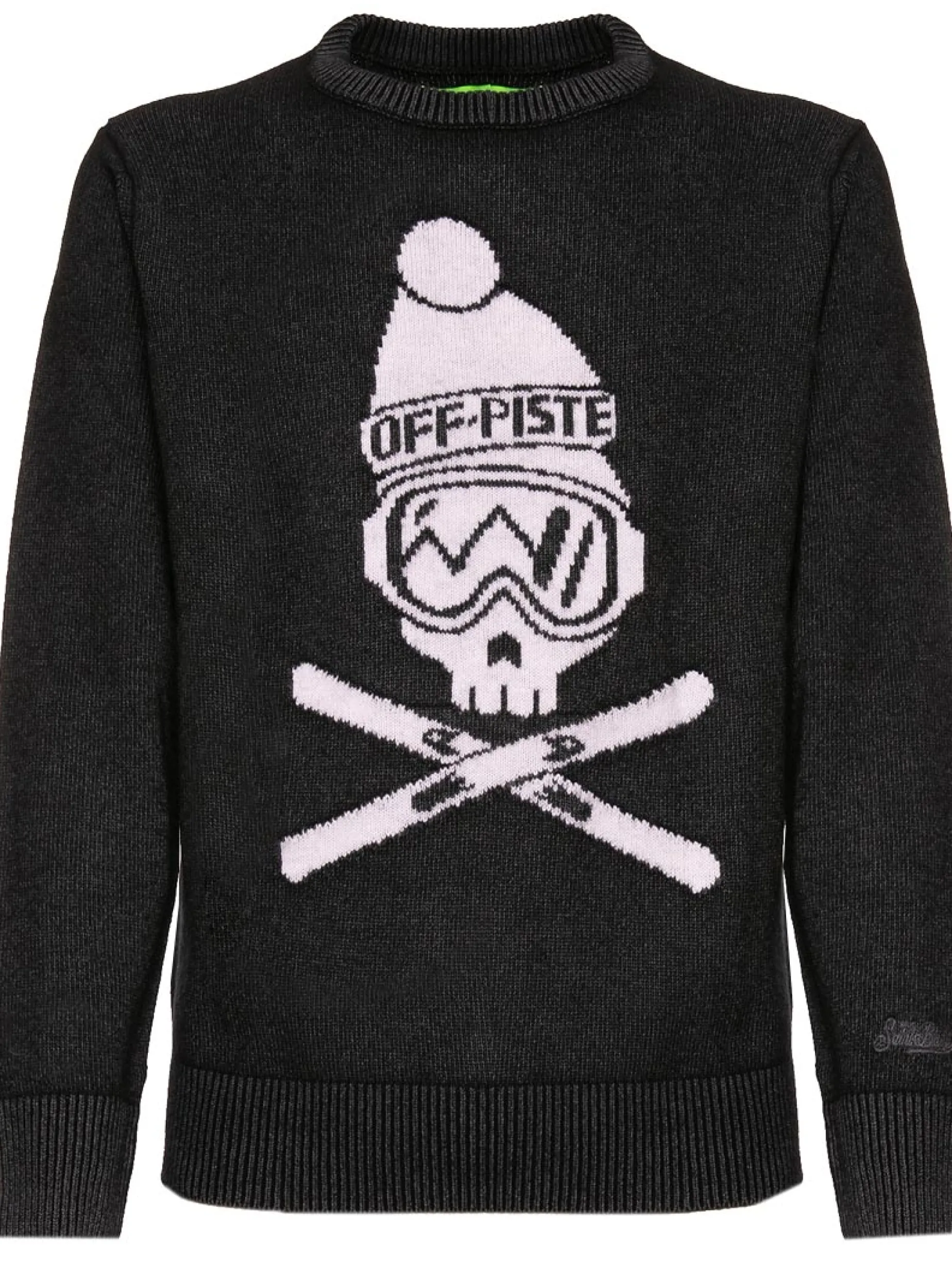 Herren schwarzer Pullover Off-Piste-Totenkopf
