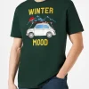 Herren waldgrünes T-Shirt mit Autoaufdruck | Fiat 500 Sonderedition