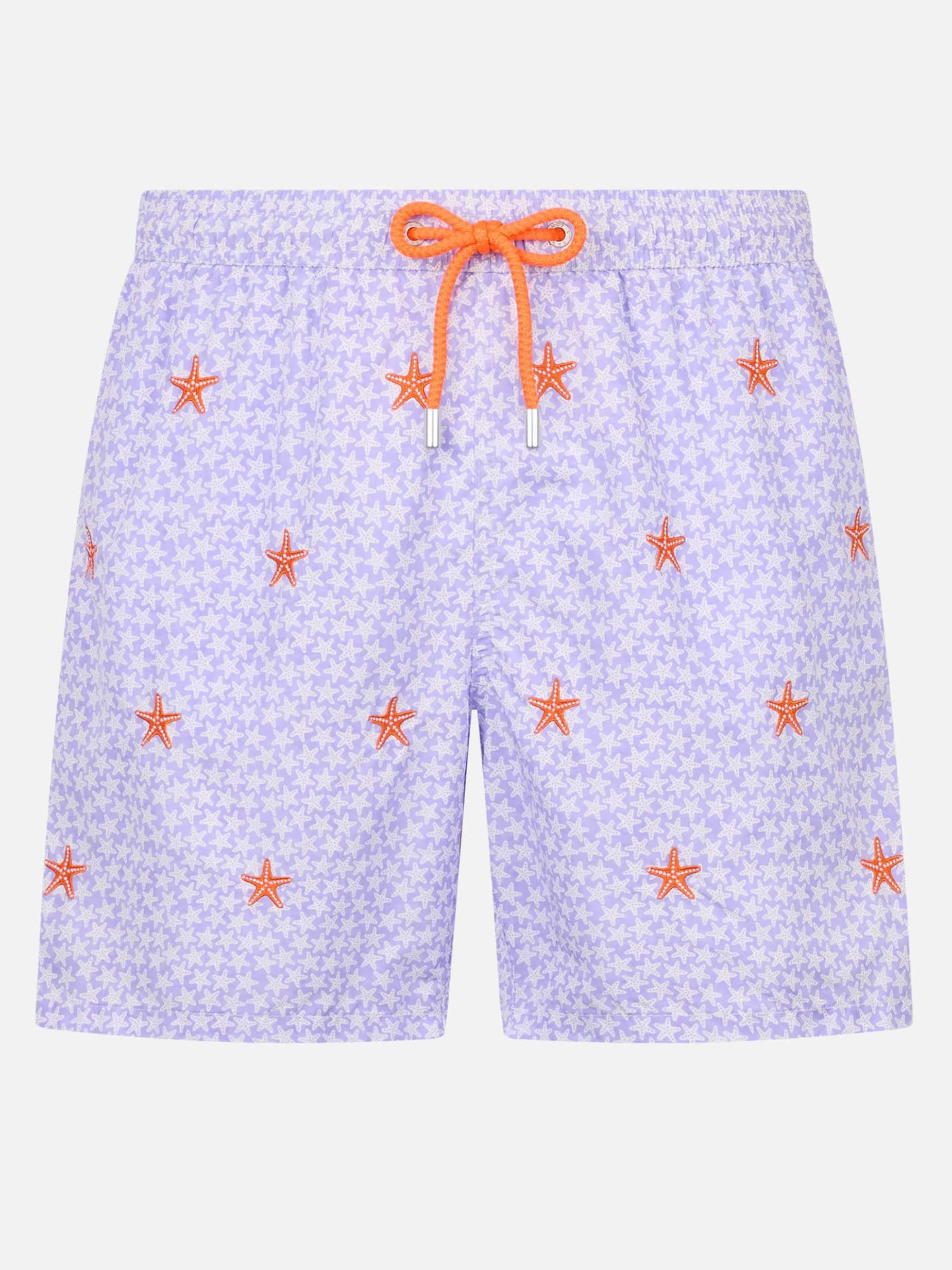 Herren-Badeshorts aus leichtem Stoff Lighting mit aufgestickten Seesternen
