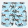 Herren-Badeshorts aus leichtem Stoff mit Motorrad-Aufdruck