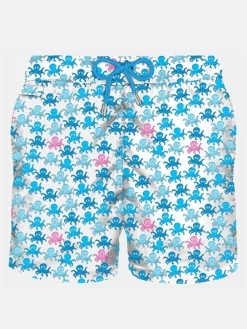 Herren-Badeshorts aus leichtem Stoff mit Oktopus-Print