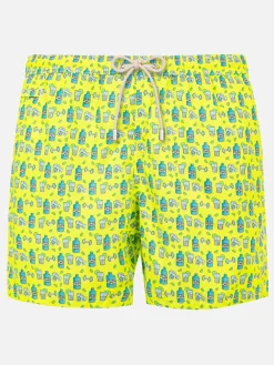 Herren-Badeshorts aus leichtem Stoff mit Gin- und Gym-Print