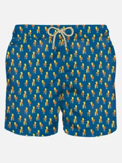Herren-Badeshorts aus leichtem Stoff mit Skater-Bart-Aufdruck | DIE SIMPSONS-SONDERAUSGABE