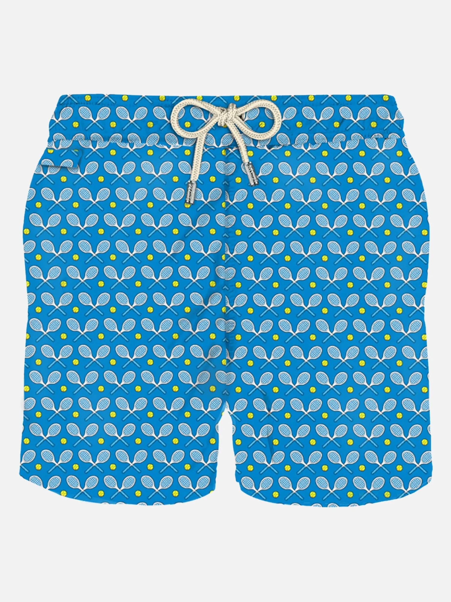 Herren-Badeshorts aus leichtem Stoff mit Schlägeraufdruck