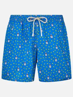 Herren-Badeshorts aus leichtem Stoff Lighting Micro Fantasy mit Rum- und Birnendruck