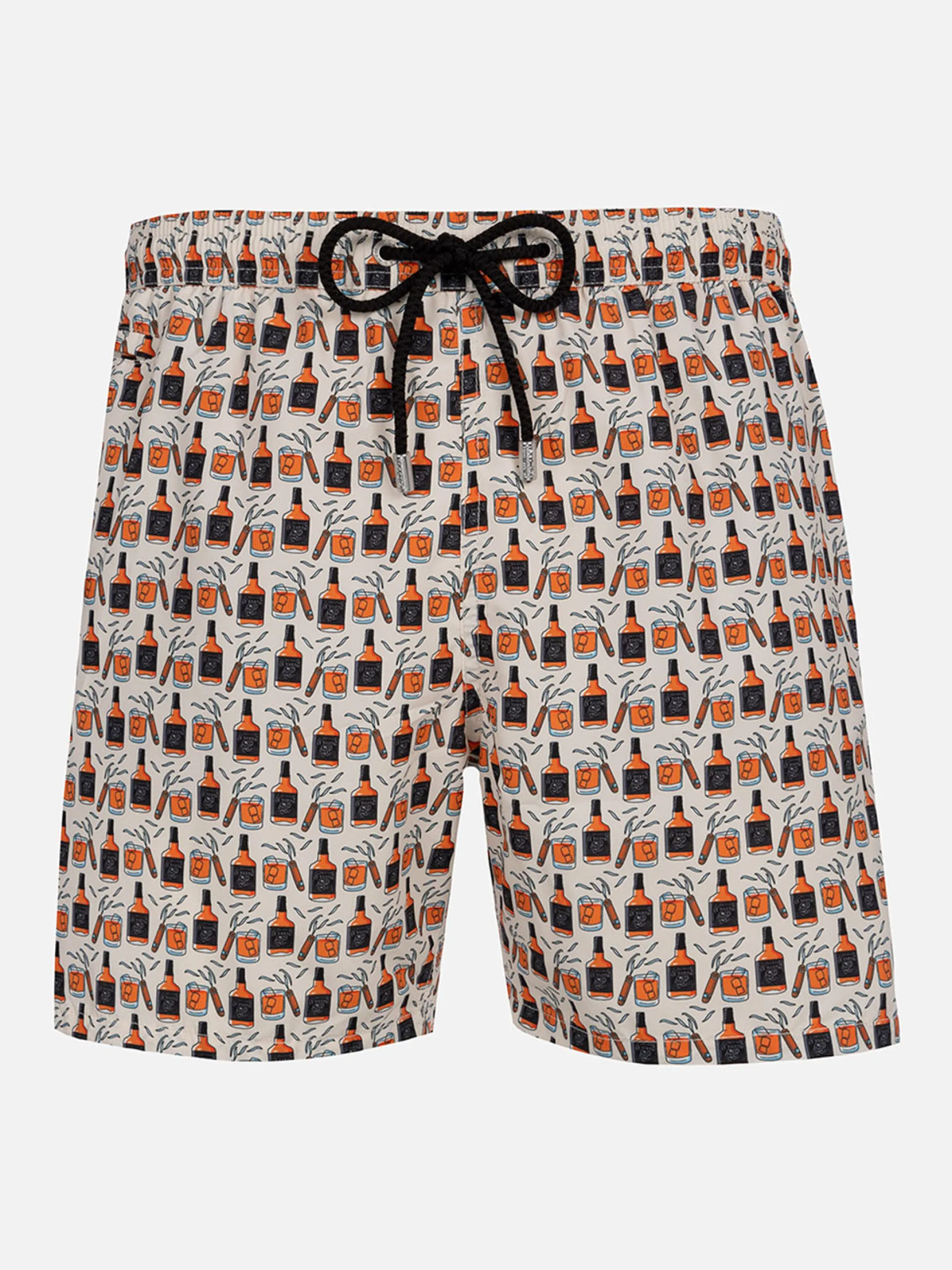 Herren-Badeshorts aus leichtem Stoff Lighting Micro Fantasy mit Whiskey- und Zigarren-Aufdruck