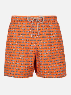 Herren-Badeshorts aus leichtem Stoff Lighting Micro Fantasy mit Autos-Aufdruck
