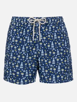 Herren-Badeshorts aus leichtem Stoff Lighting Micro Fantasy mit Gin Mare-Aufdruck | GIN MARE SONDEREDITION