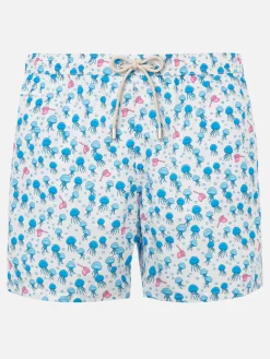 Herren-Badeshorts aus leichtem Stoff mit Quallen-Print