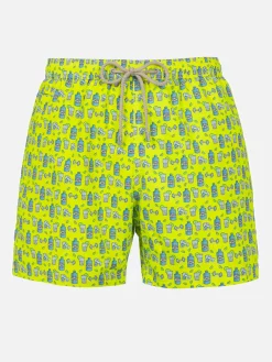 Herren-Badeshorts aus leichtem Stoff Lighting Micro Fantasy mit Gym- und Gin-Aufdruck