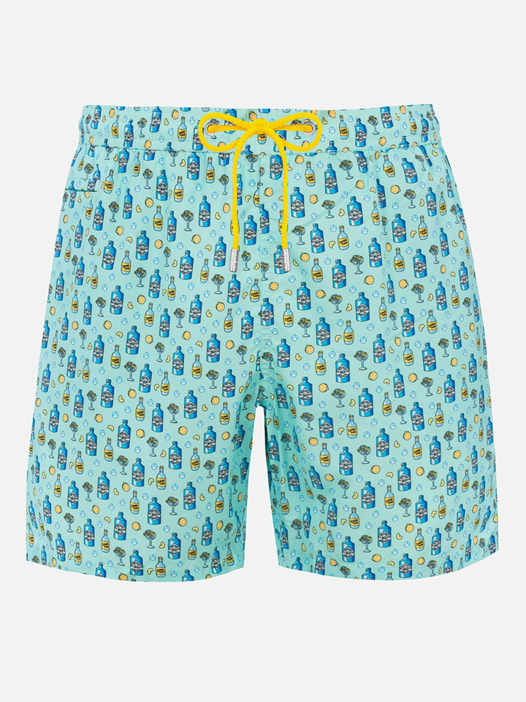 Herren-Badeshorts aus leichtem Stoff Lighting Micro Fantasy mit Gin-Tonic-Aufdruck