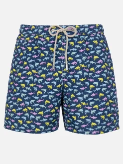 Herren-Badeshorts aus leichtem Stoff Lighting Micro Fantasy mit Hai-Print