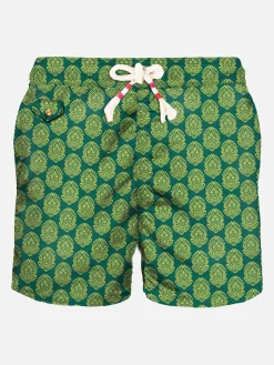 Herren-Badeshorts aus leichtem Stoff mit indischem Aufdruck