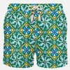 Herren-Badeshorts aus leichtem Stoff mit Majolika-Print