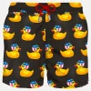 Herren-Badeshorts aus leichtem Stoff, Biker-Design, Ducky