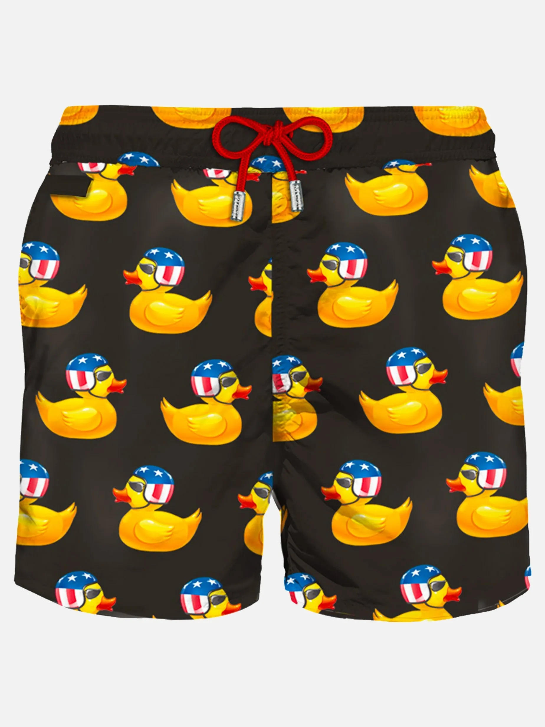 Herren-Badeshorts aus leichtem Stoff, Biker-Design, Ducky