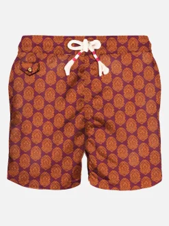 Herren-Badeshorts aus leichtem Stoff mit indischem Aufdruck